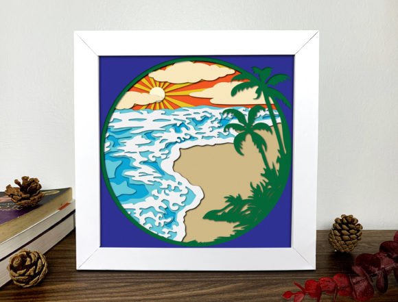 Download Beach Summer 3D Shadow Box Svg - Shadow Collection