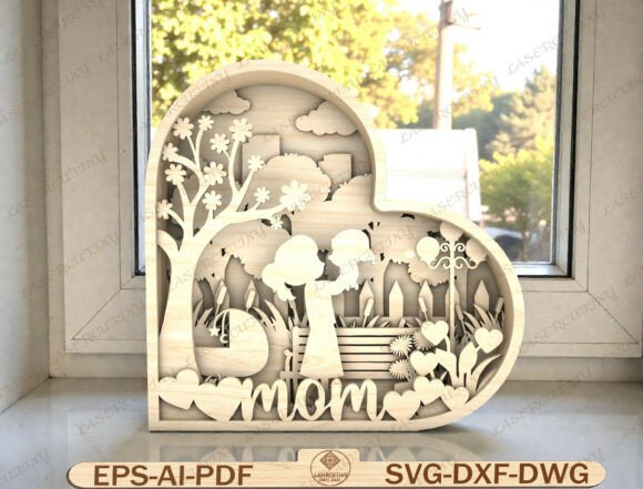 Download Mom Heart Shadow Box Laser Cut SVG - Shadow Collection