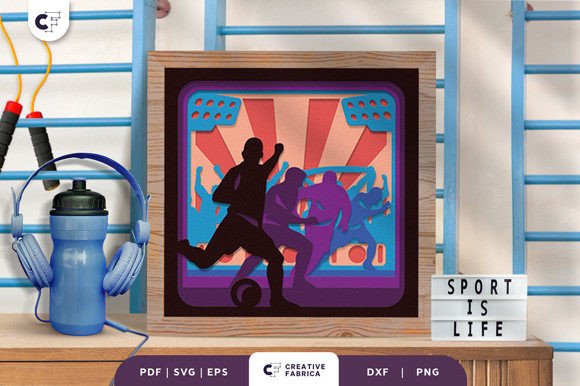 Download Soccer Player Shadow Box Paper Cut - Shadow Collection