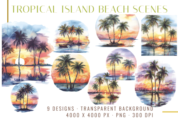Download Tropical Sunset Watercolor Clipart - Premium Resources
