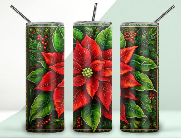 Download Poinsettias Tumbler Design 20oz Png - Poinsettias Collection
