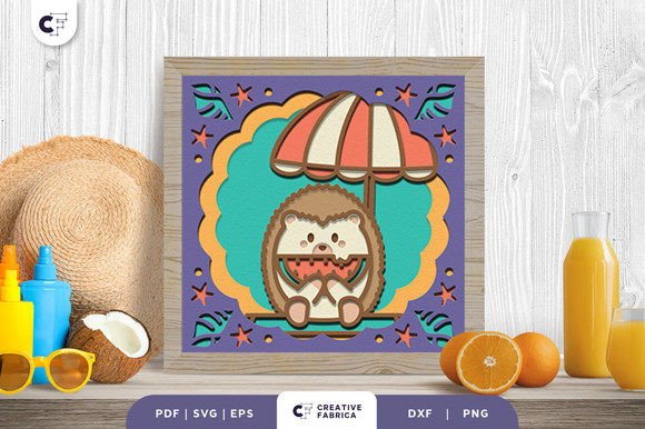 Download Hedgehog in the Summer 3D Shadow Box - Shadow Collection