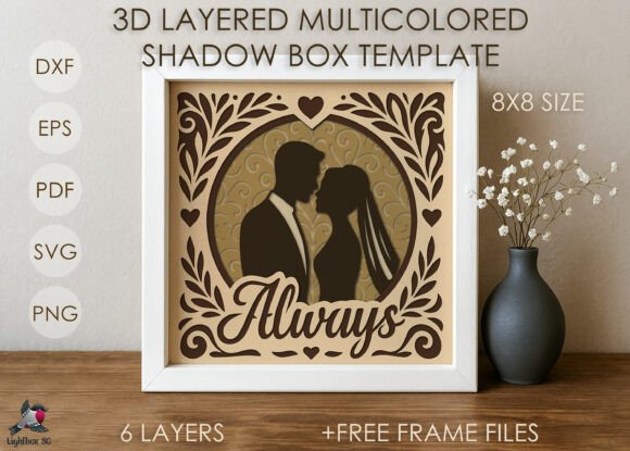 Download 3D Wedding Shadow Box SVG Template - Wedding shadow box Collection