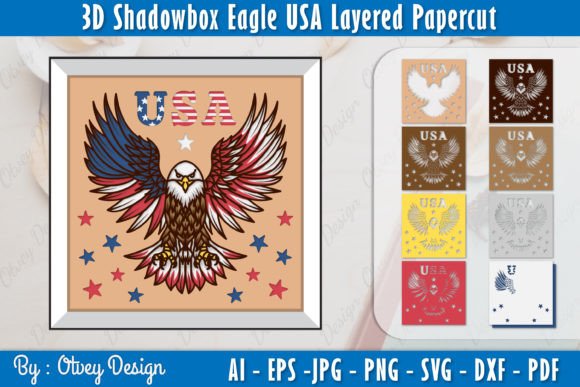 Download Bird Eagle USA 3D Shadow Box Layered - Shadow Collection