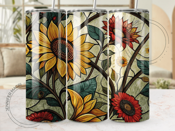 Download Tumbler Wrap Stained Glass Sunflower - Premium Bundle