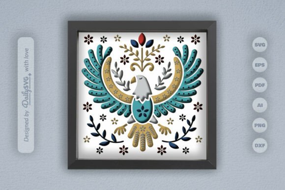 Download 4th July Eagle Folk Art Shadow Box - Shadow Collection