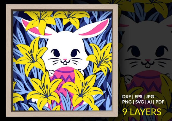 Download Easter Bunny Lily Garden Shadow Box - Shadow Collection