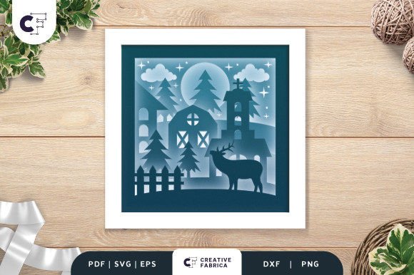 Download 3D Shadow Box Reindeer Christmas Church - Shadow Collection