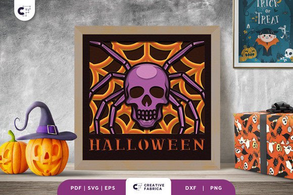 Download Skull Spider Web 3D Shadow Box SVG - Shadow Collection