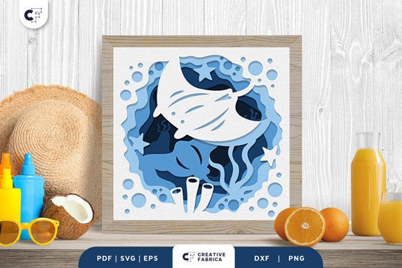 Download Stingray 3D Shadow Box Papercut - Shadow Collection