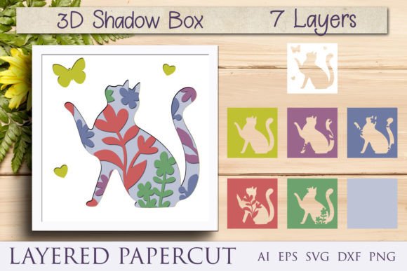 Download Cat Shadow Box Svg, Animal 3d Layered - Shadow Collection