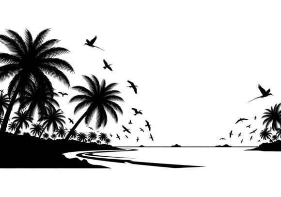 Download Silhouette of Palm Trees, Beach - Premium Resources