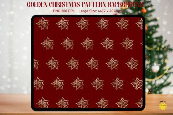 Download Golden Christmas Poinsettias Pattern - Poinsettias Collection