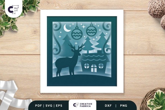Download 3D Shadow Box Christmas Reindeer House - Shadow Collection