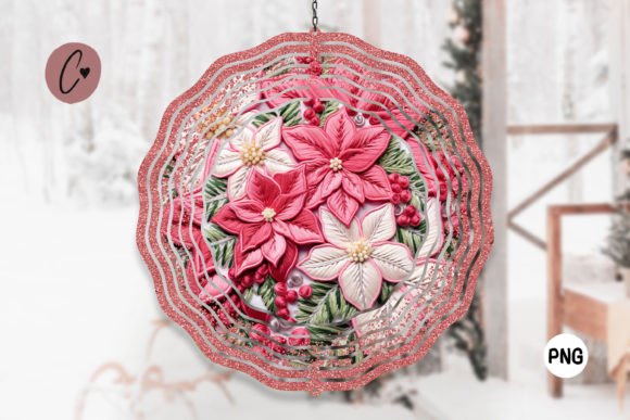 Download Pink Christmas Poinsettias Wind Spinner - Poinsettias Collection