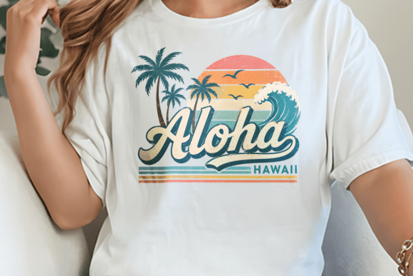 Download Aloha Hawaii Retro Sunset Wave Palm PNG - Premium Resources