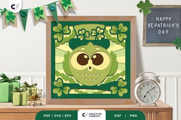 Download St. Patrick's Owl 3D Shadow Box Paper Cut - Premium Resources