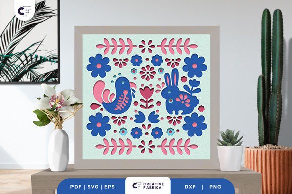 Download Folk Turkey Rabbit 3D Shadow Box SVG - Shadow Collection