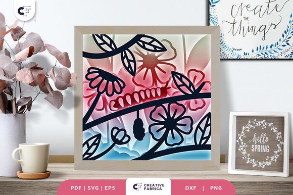 Download Spring Caterpillar 3D Shadow Box - Shadow Collection