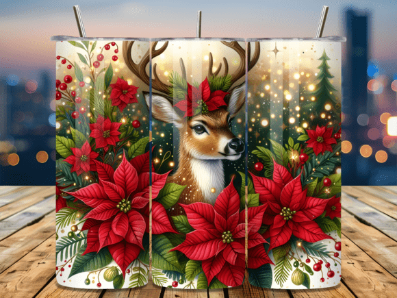 Download Christmas Reindeer Poinsettias Tumbler - Poinsettias Collection