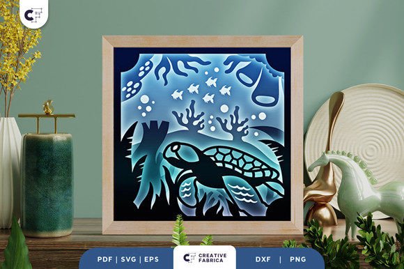 Download Sea Turtle Underwater 3D Shadow Box - Shadow Collection