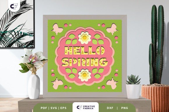 Download Hello Spring 3D Shadow Box Paper Cut SVG - Shadow Collection