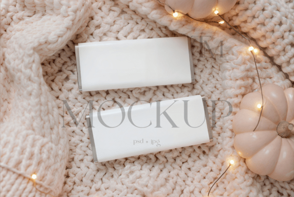 Download Chocolate Bar Mockup on Knit Blanket - Bar mockup Collection