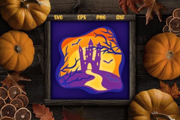 Download Haunted Castle Halloween Shadow Box SVG - Shadow Collection