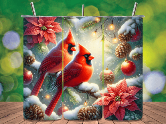 Download Cardinals Poinsettias Winter Tumbler PNG - Poinsettias Collection