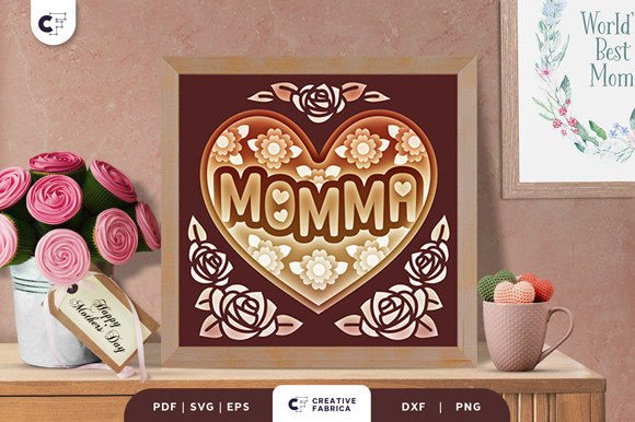 Download Momma in a Heart Shape 3D Shadow Box - Shadow Collection