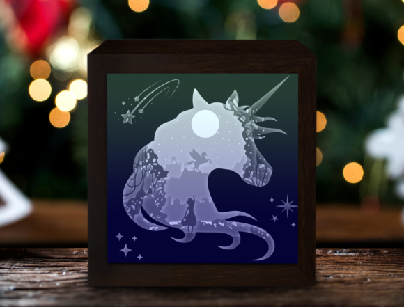 Download Unicorn Paper Cut Light Box Template - Box template Collection