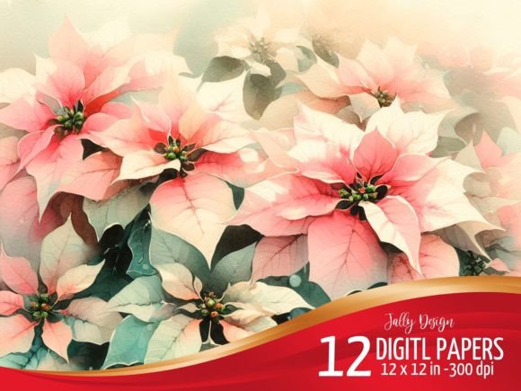 Download Light Green Poinsettias Watercolor - Poinsettias Collection