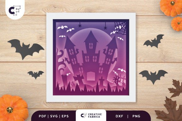 Download 3D Shadow Box Spooky Castle with Grave - Shadow Collection