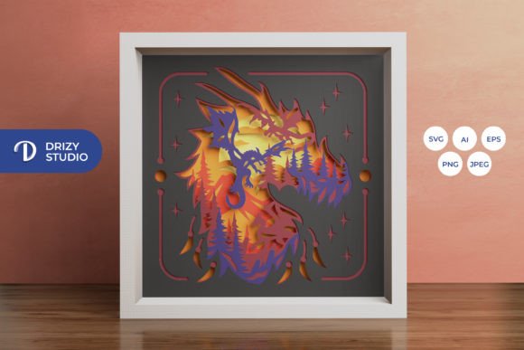 Download Dragon Silhouette 3D Shadow Box - Shadow Collection