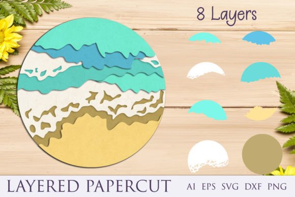 Download 3d Sea Waves Svg, Beach Layered Papercut - Waves svg Collection