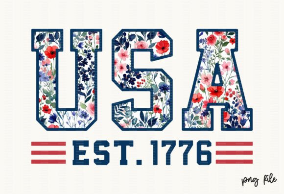 Download Floral USA Est 1776 Patriotic PNG - Usa Collection