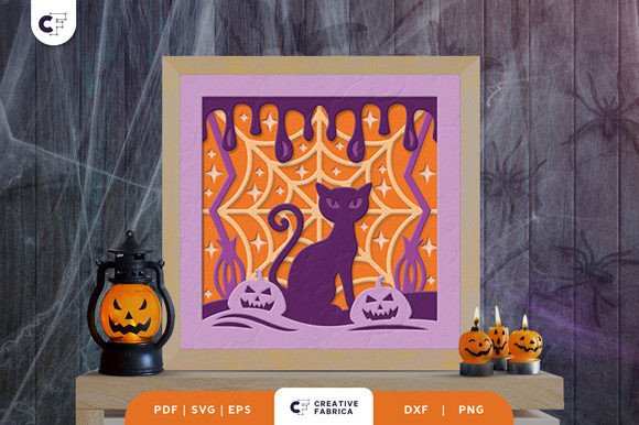 Download Halloween Black Cat 3D Shadow Box SVG - Shadow Collection