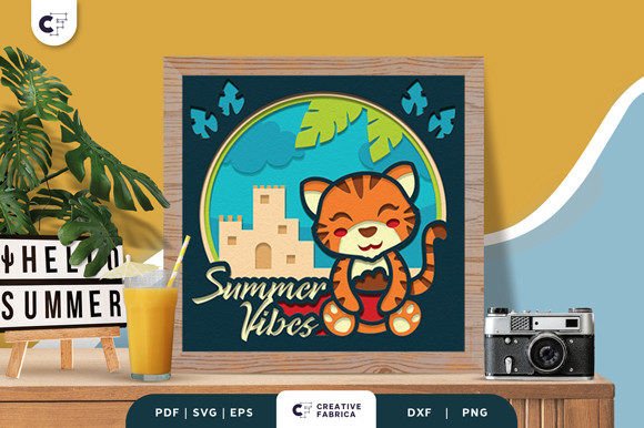 Download Baby Tiger in the Beach 3D Shadow Box - Shadow Collection