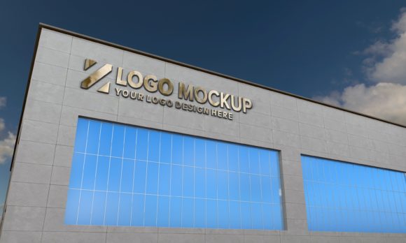 Download Golden Logo Mockup Sign Façade Building - Mockup sign Collection