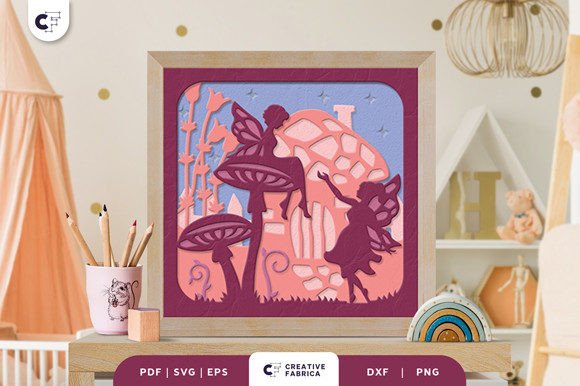 Download Fairies on a Mushroom 3D Shadow Box - Premium Resources